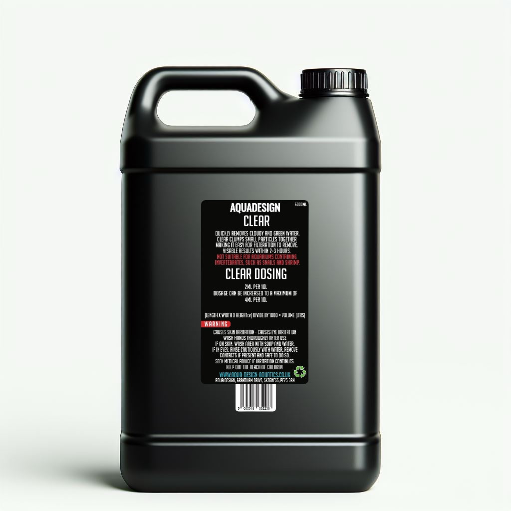 Aqua Design CLEAR Aquarium Water Clarifier 5000ml - Leaves Water Crystal Clear - Treats 25,000L