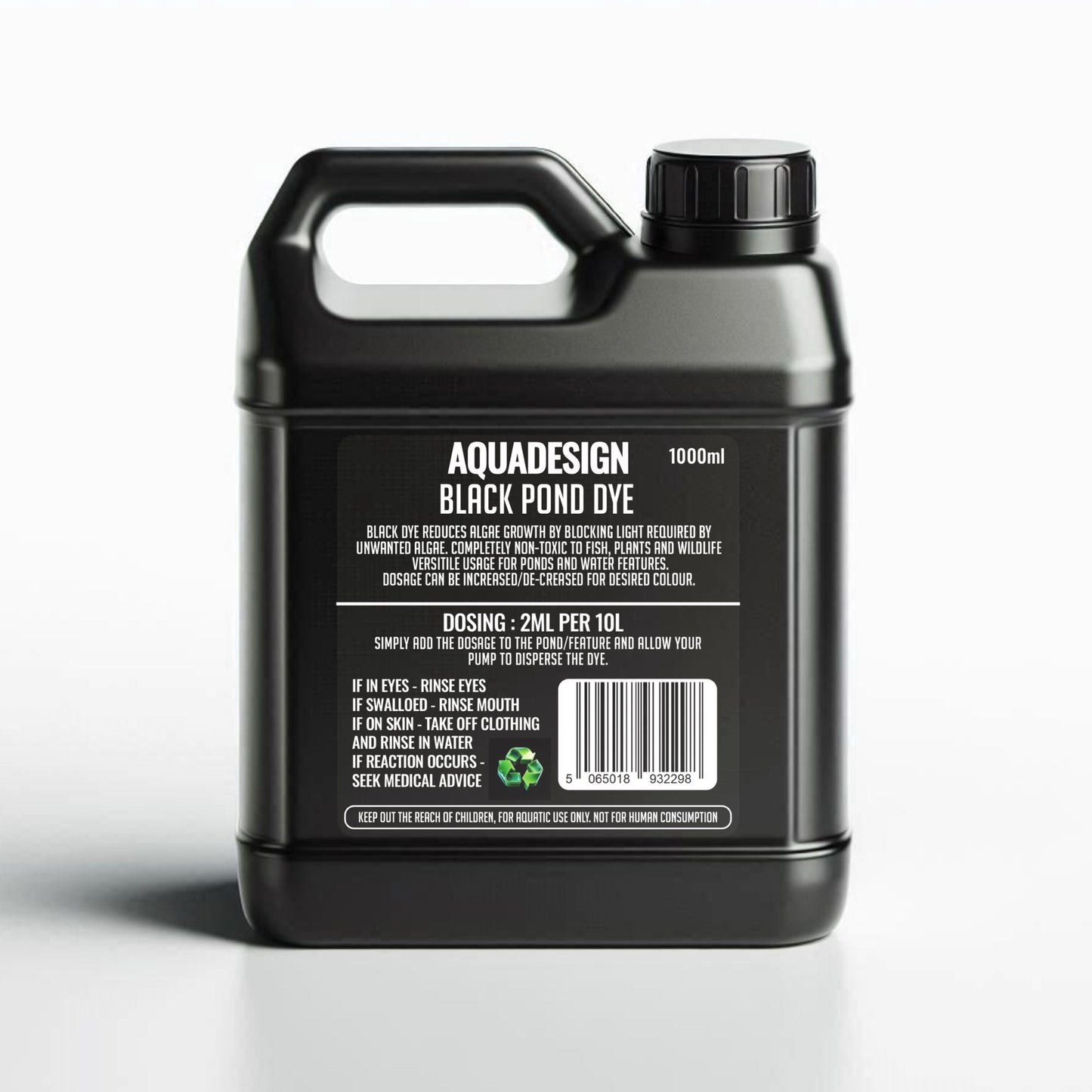 Aqua Design BLACK POND DYE 1000ml Treats 5000 Litres