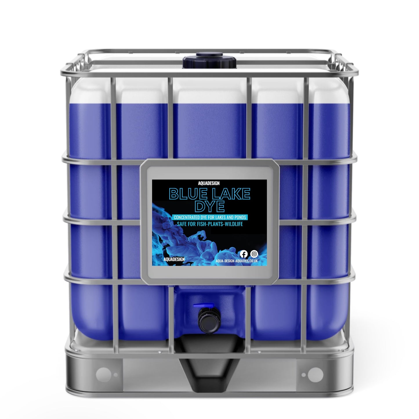 Aqua Design BLUE LAKE / POND DYE 500L IBC Treats 20,000,000 Litres Commercial