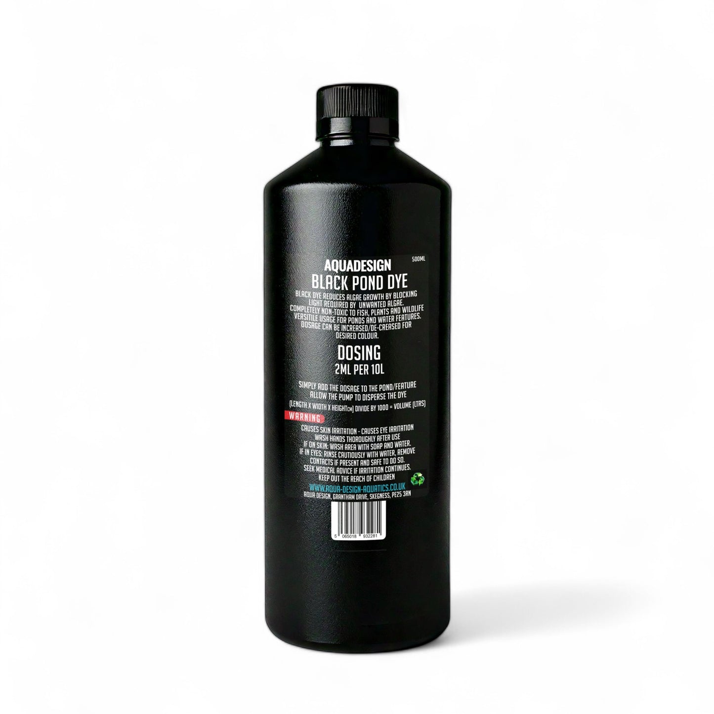 Aqua Design BLACK POND DYE 500ml Treats 2500 Litres