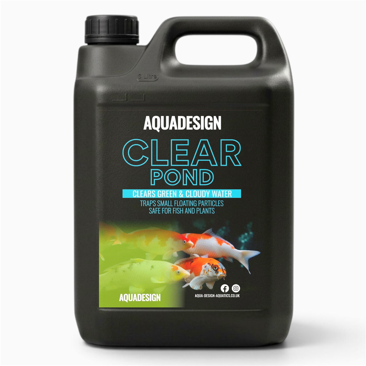 Aqua Design CLEAR POND Water Clarifier 5000ml - Leaves Water Crystal Clear - Treats 25,000L
