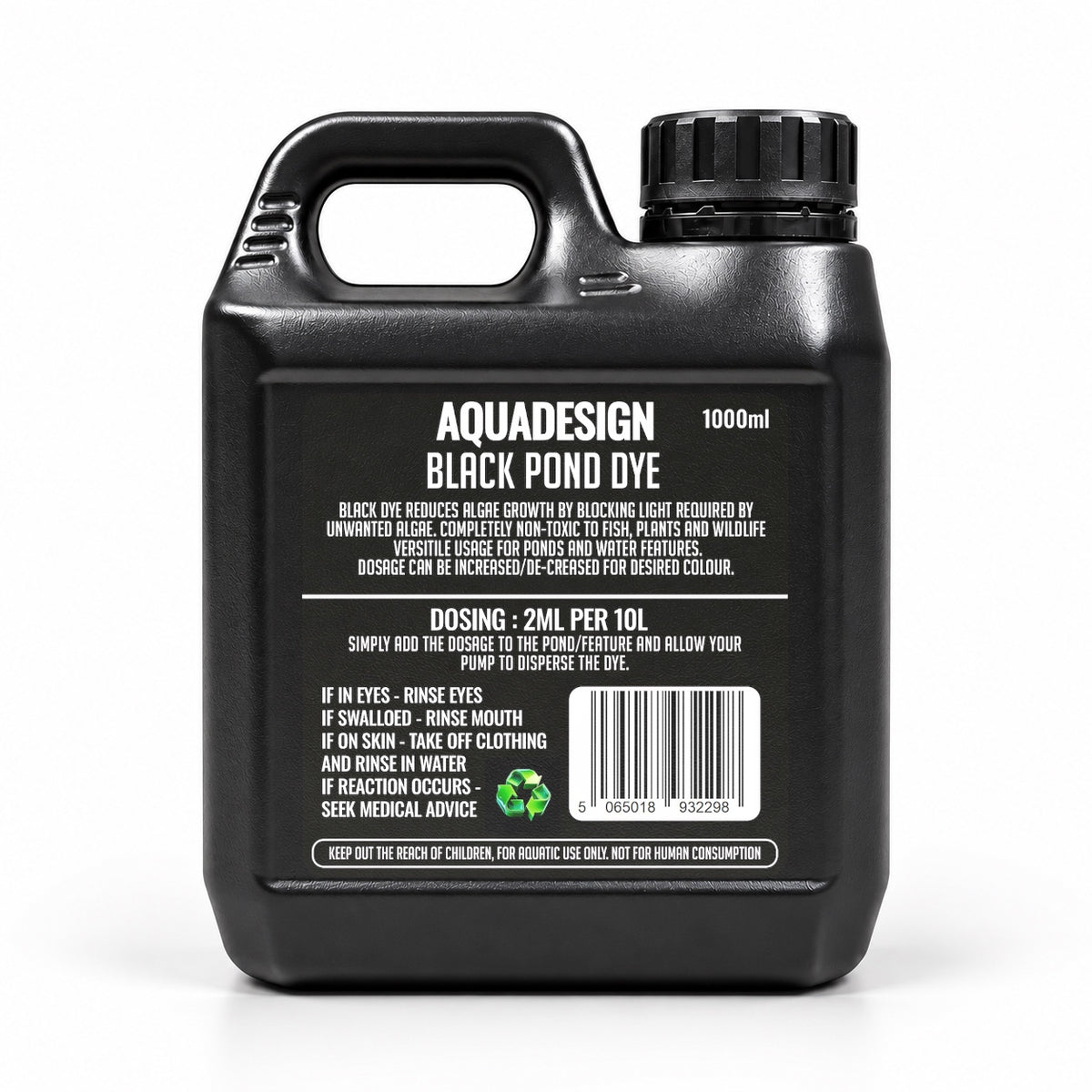 Aqua Design BLACK POND DYE 1000ml Treats 5000 Litres