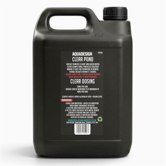 Aqua Design CLEAR POND Water Clarifier 5000ml - Leaves Water Crystal Clear - Treats 25,000L