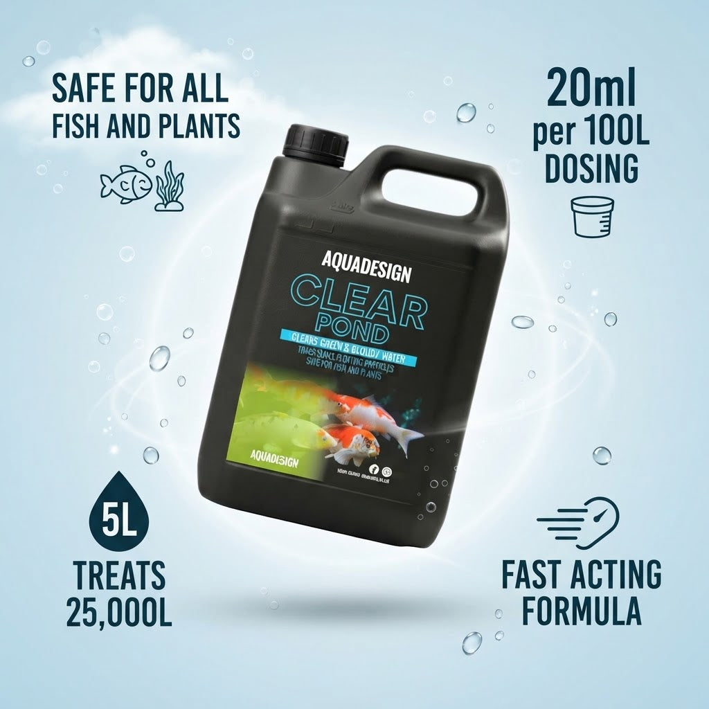 Aqua Design CLEAR POND Water Clarifier 5000ml - Leaves Water Crystal Clear - Treats 25,000L