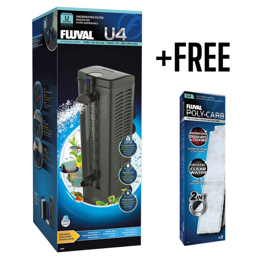 Fluval U4 Internal Power Aquarium Filter + Free Pads