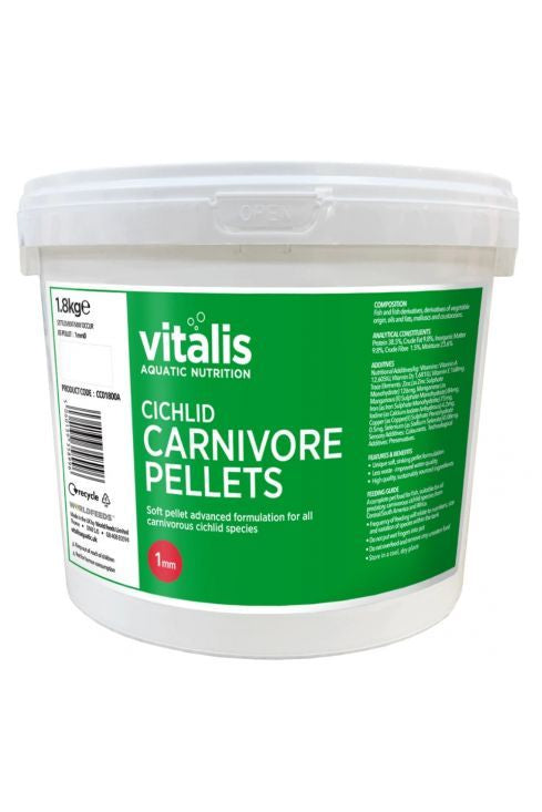 Vitalis Carnivore Pellets 1mm Cichlids 1.8kg Bucket