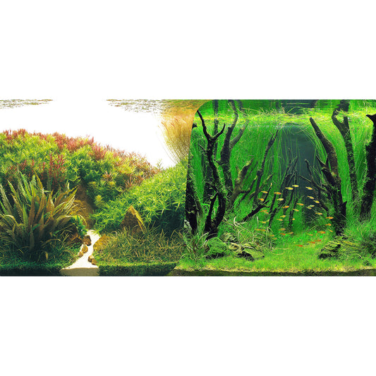 Aquarium Background Vinyl / Paper - Aquascape Forest - Double Sided - 60cm Tall (Per FT)