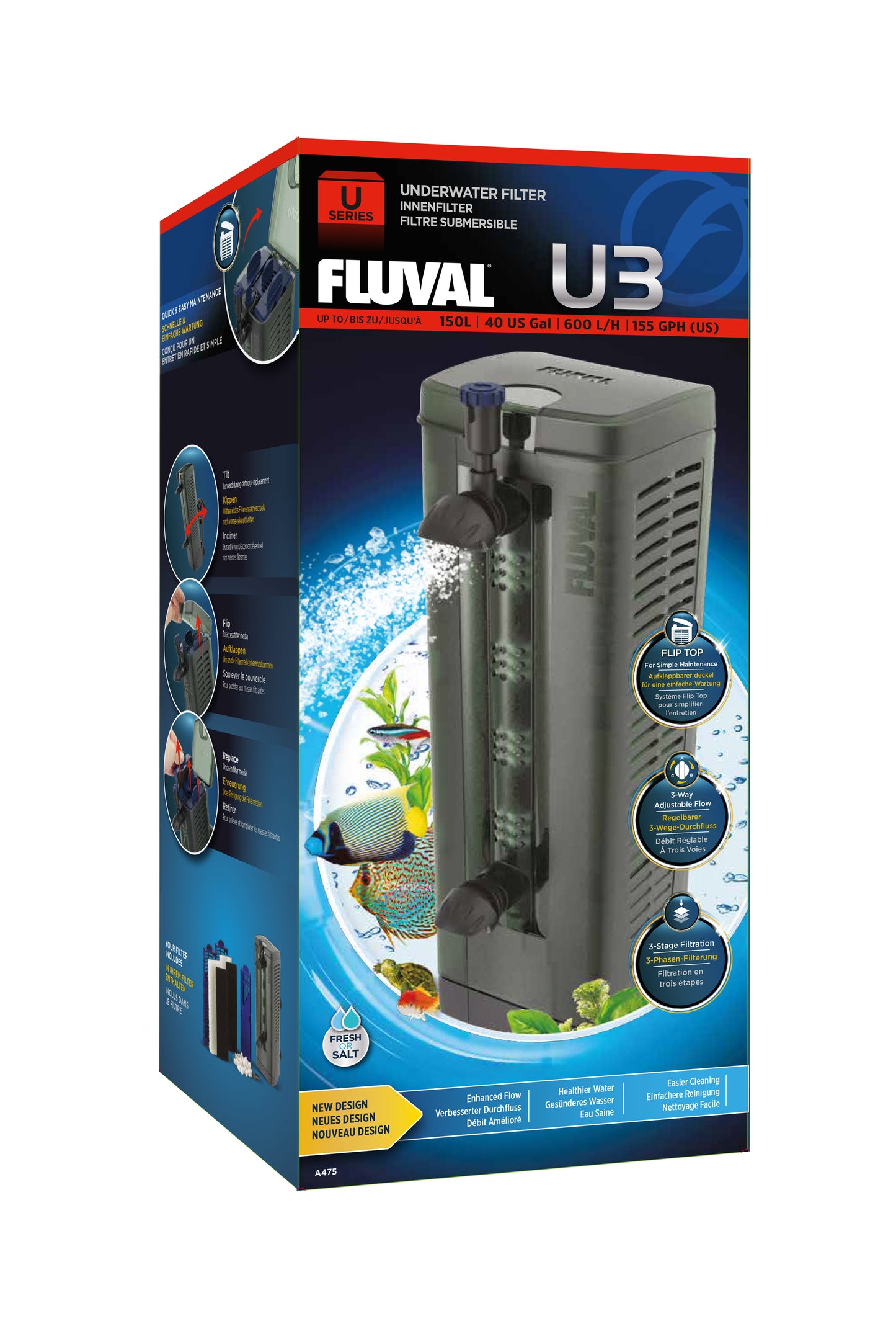 Fluval U3 Internal Power Aquarium Filter + Free Pads